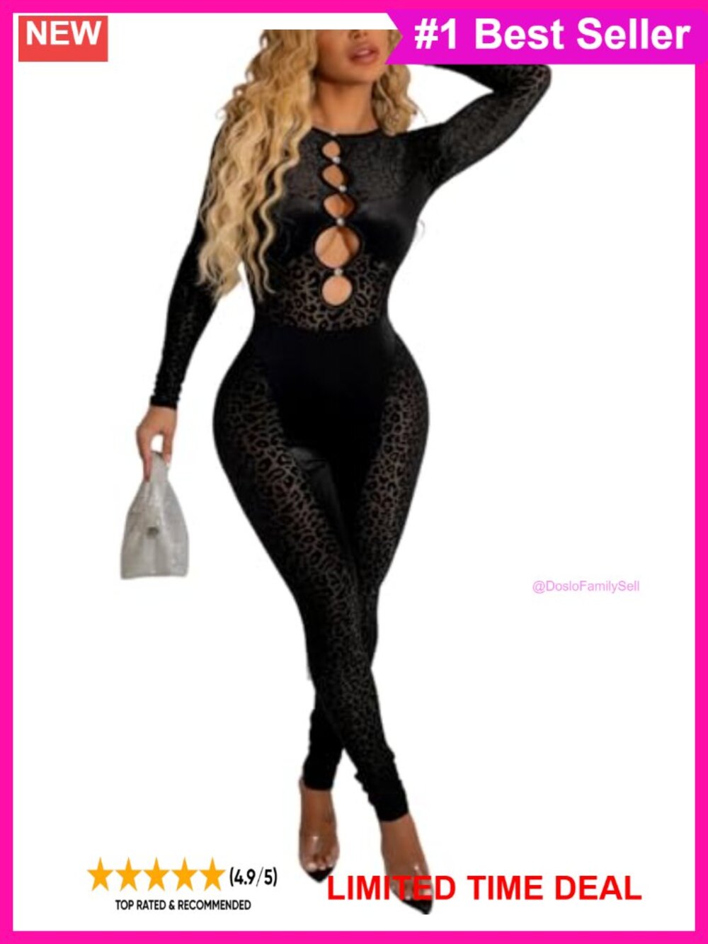 Mesh Velvet Patchwork Jumpsuit Long Sleeve Club Bodycon